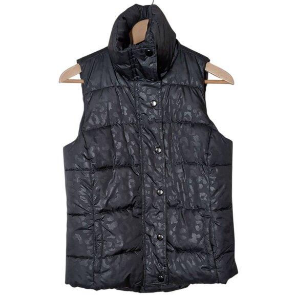 Animal Print Puffer Vest Womens Small Old Navy High Collar - Picture 1 of 8